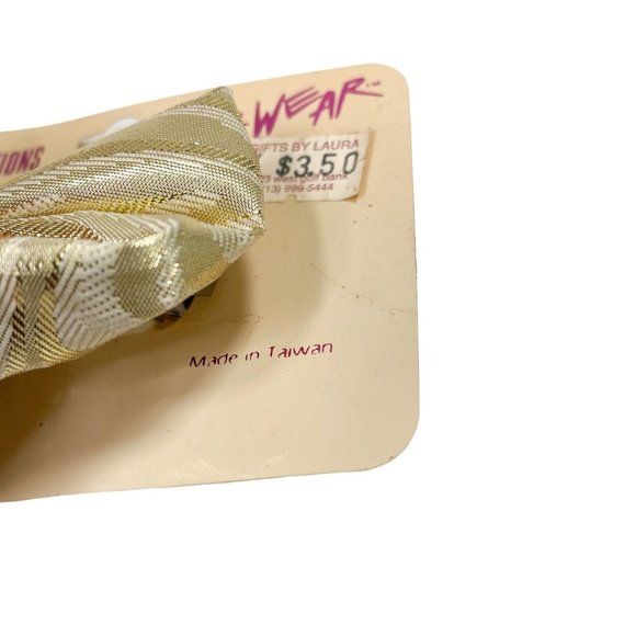 Vintage 80s Gold Bow Hair Barrette Clip- Illuminations Hair Wear- NOS - Picture 3 of 4